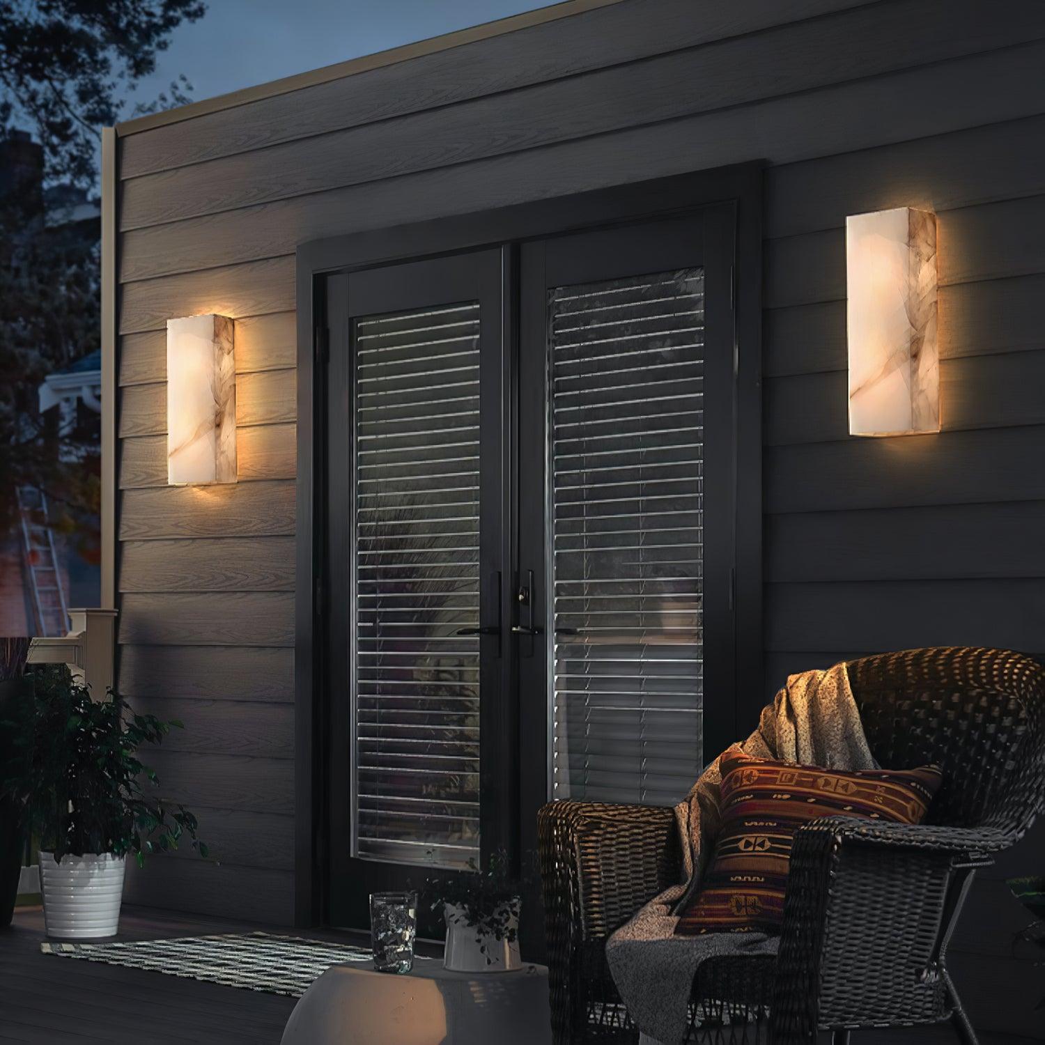Orvian Applique Murale Extérieure Minimaliste en Albâtre