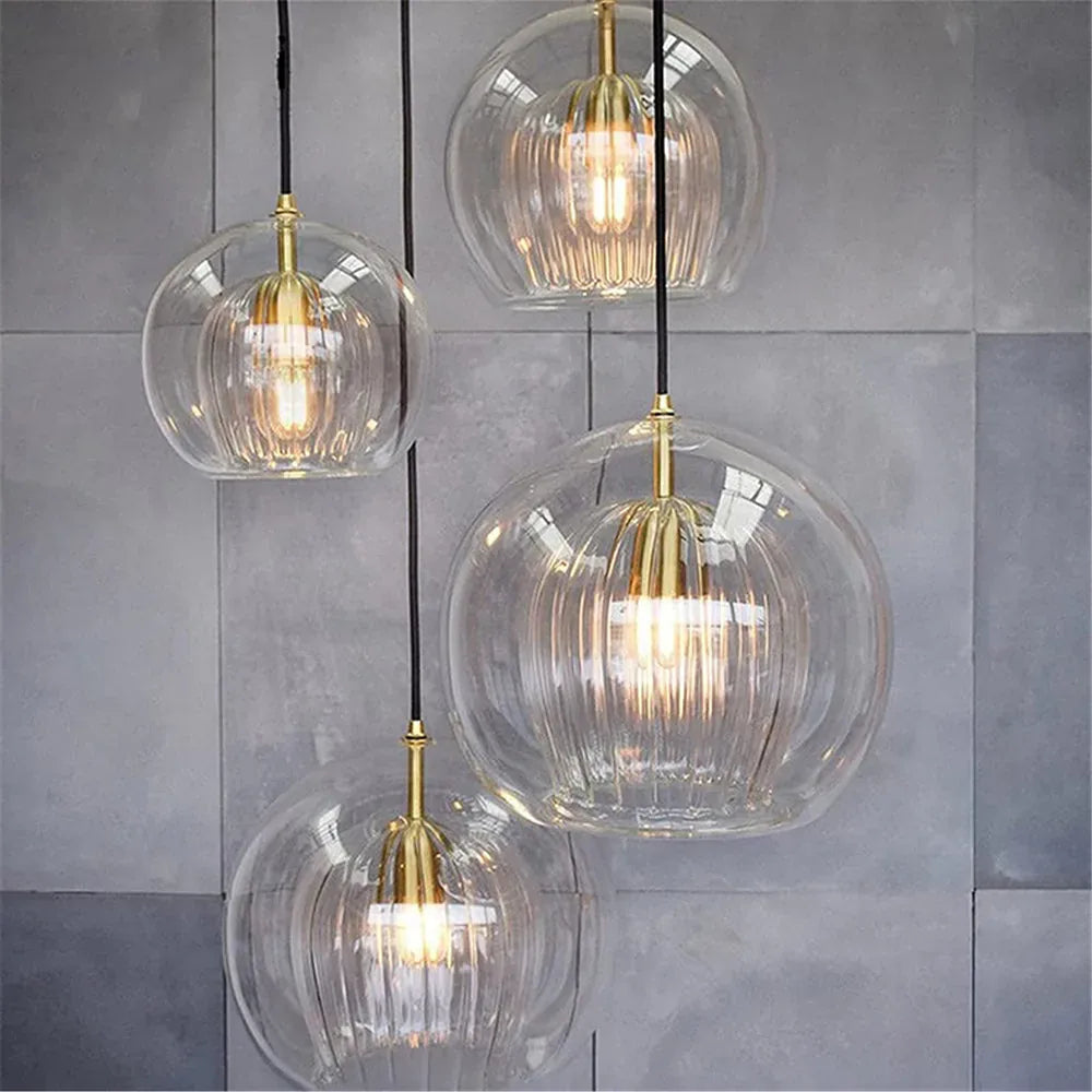 Suspension Globe en Verre June – Transparent & Ambre